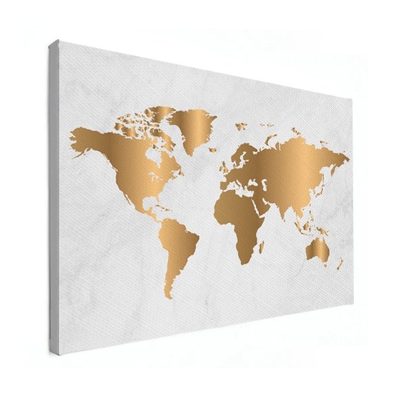 Wijde selectie Soms soms Rusteloosheid Goud marmer canvas - Wereldkaart op canvas - Wereldkaarten