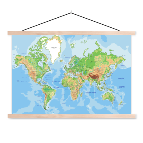 Geografisch schoolplaat Wereldkaart schoolplaat - Wereldkaarten