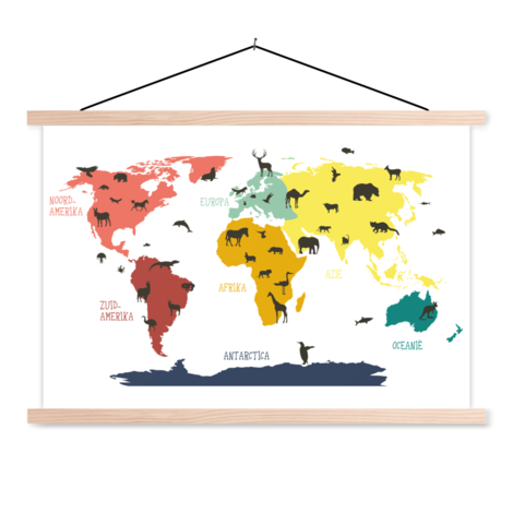 Ruwe olie Koopje draadloze Dieren kleuren schoolplaat - Wereldkaart kinderkamer - Thema's