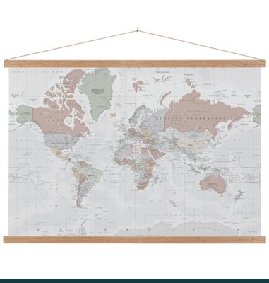 Schoolplaat met wereldkaart 150x90 cm