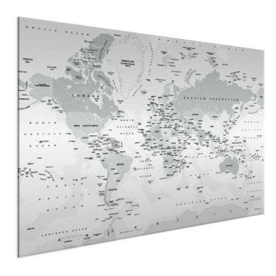Grijstinten wereldkaart op aluminium