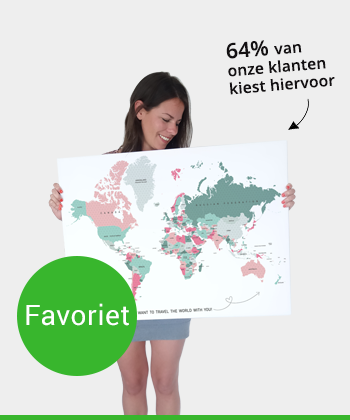 Romantische wereldkaart 80x60 cm
