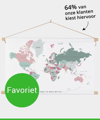 Romantische wereldkaart 80x60 cm textielposter