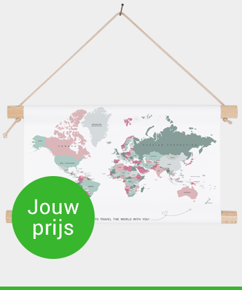 Romantische wereldkaart 60x40 textielposter